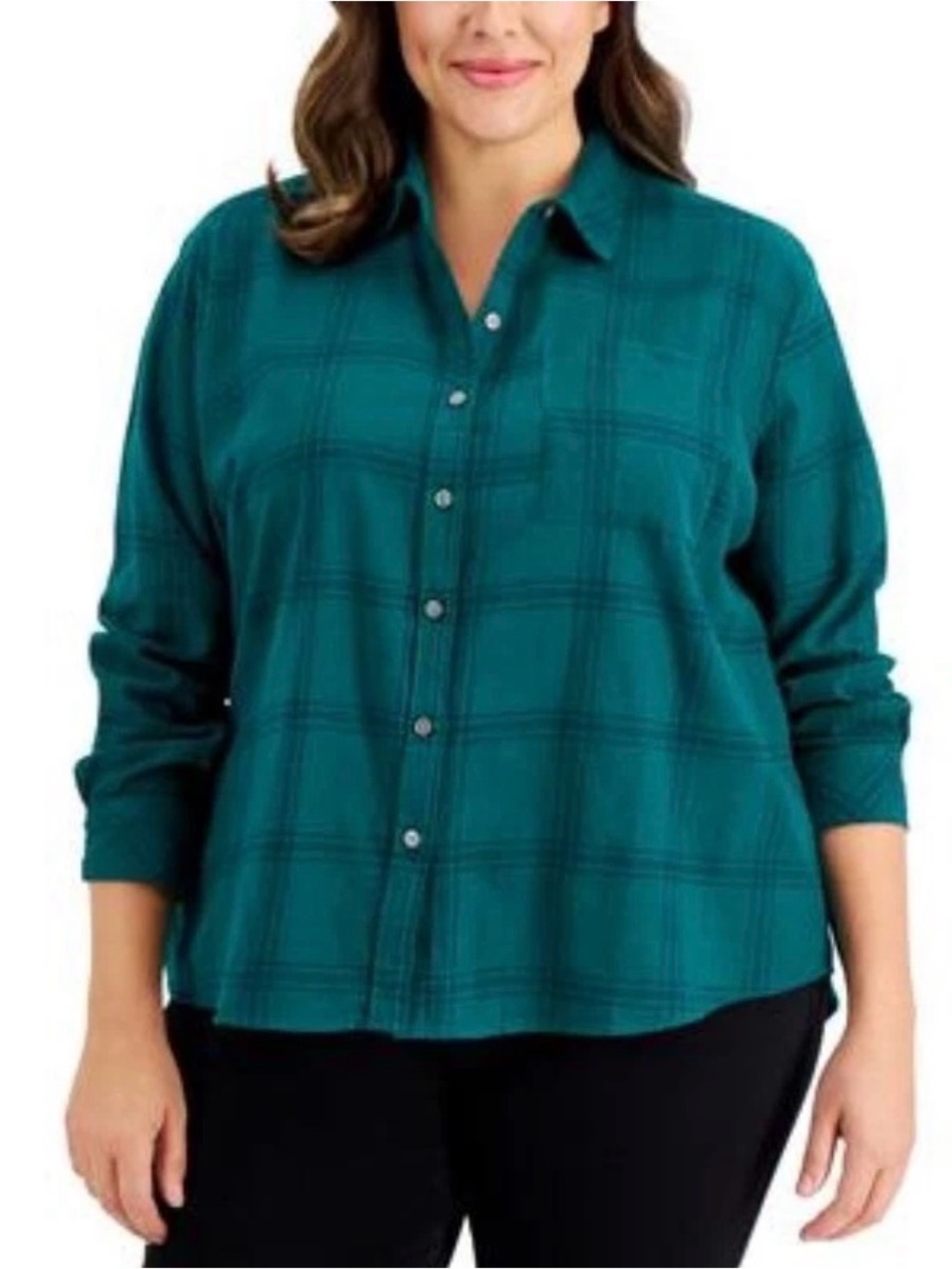 Style & Co Cotton Plaid Shirt in Aventurine Size 3X (NWT)